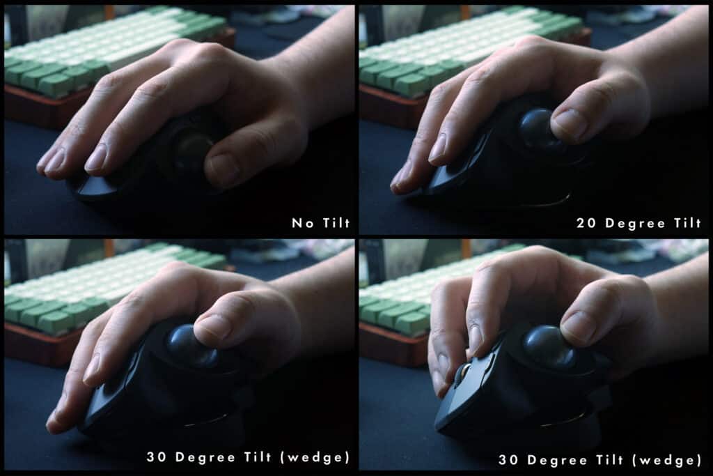 Different tilt settings on the Logitech MX Ergo Plus