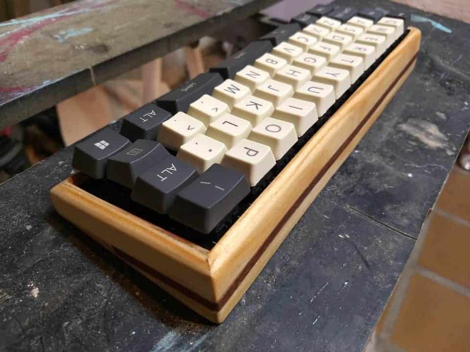 mechanical keyboard with wooden case