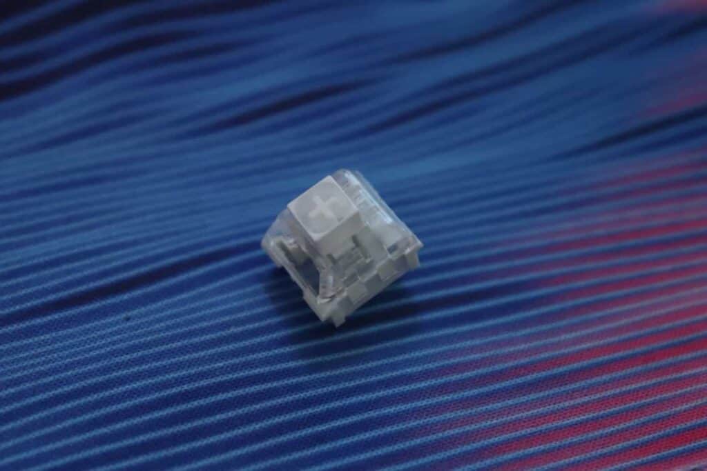 Kailh Box White keyboard switch on a deskmat