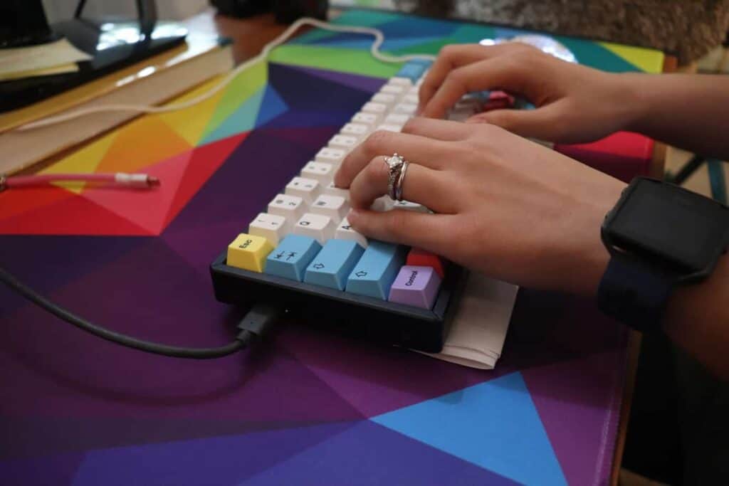 keyboard with inverted typing angle