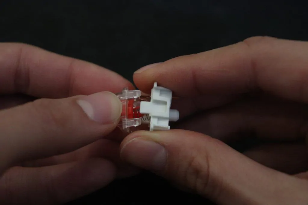 a mechanical keyboard switch being opened