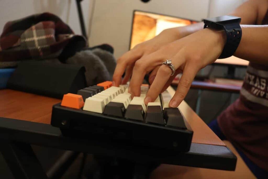 Typing on a keyboard