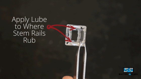 diagram explaining where to lube on the top housing of a mechanical switch