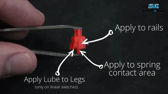 diagram explaining where to lube on the stem of a mechanical switch