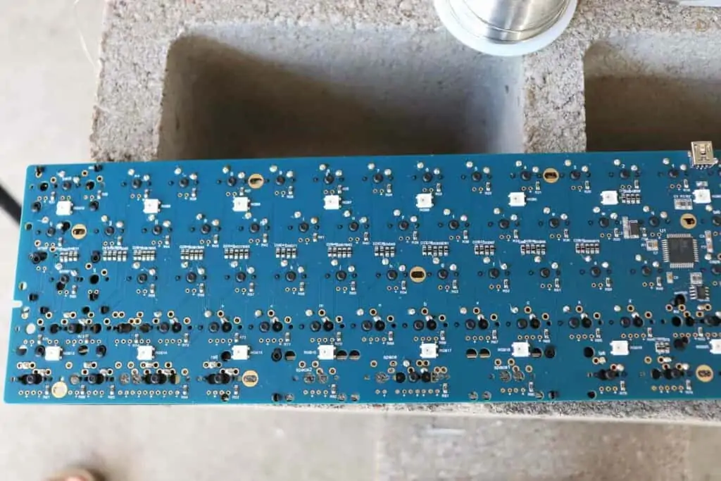 Top-down view of PCB before soldering