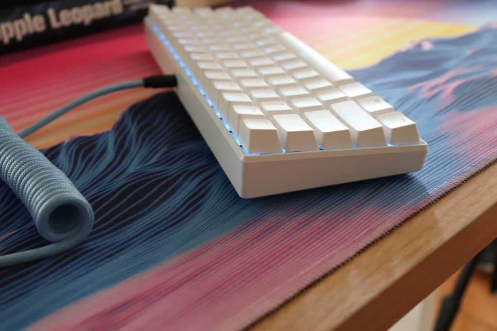 Mechanical keyboard on a deskmat