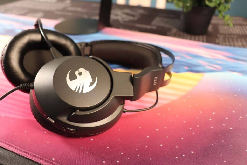 Roccat ELO X Stereo headset sitting on a deskmat