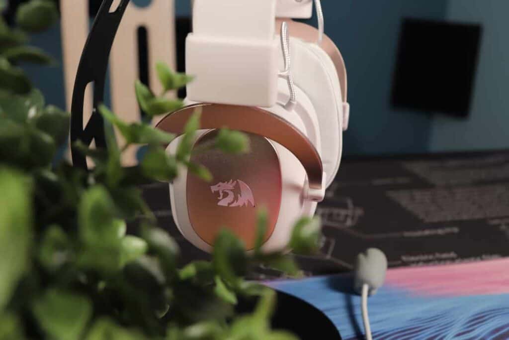 Redragon Zeus H510 sitting on a headphone stand