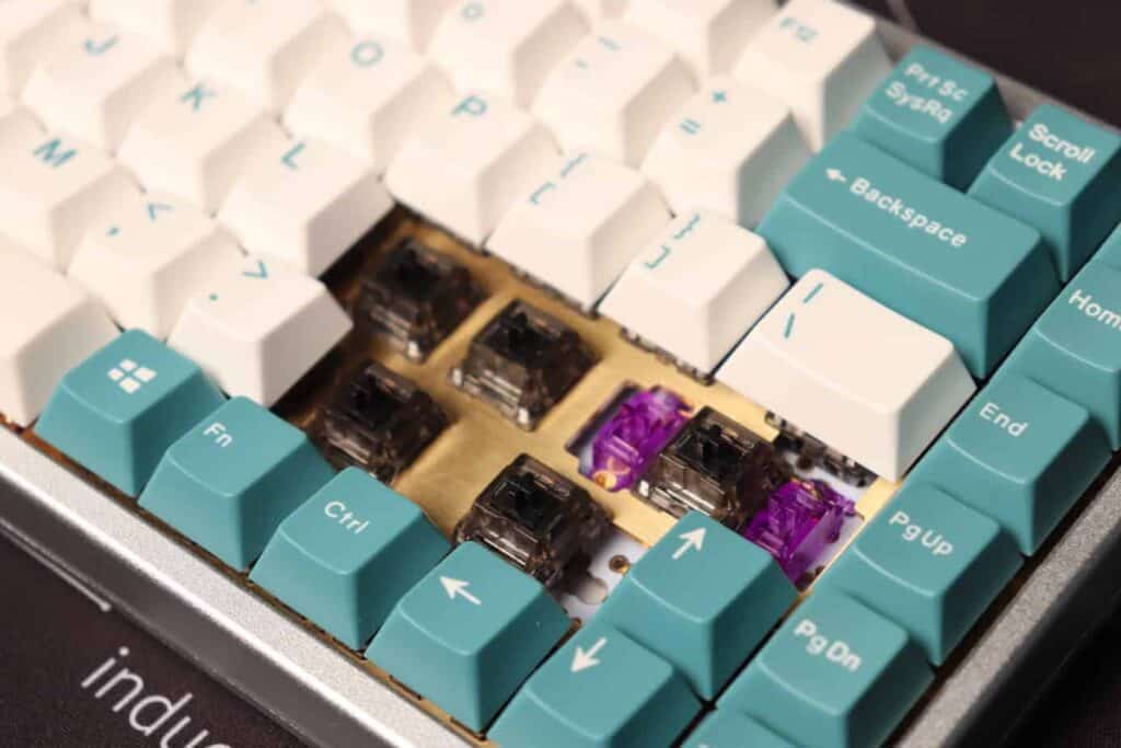 Keycaps taken off a mechanical keyboard