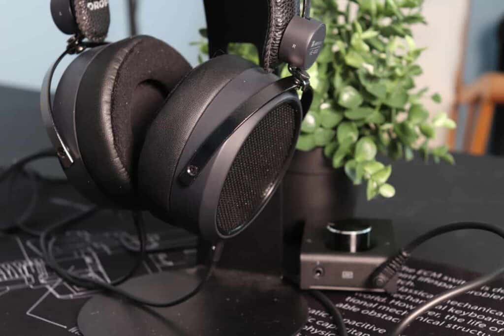 Drop + Hifiman HE4XX  headphones on stand