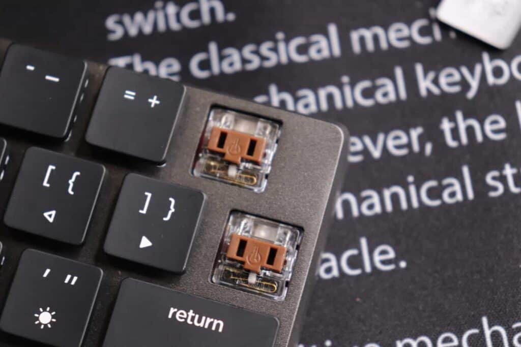 Switches on the Nuphy Nutype F1 mechanical keyboard