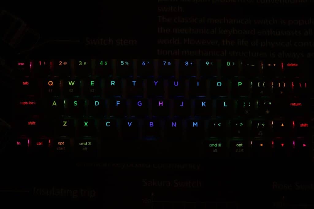 RGB lighting on the Nuphy Nutype F1 mechanical keyboard