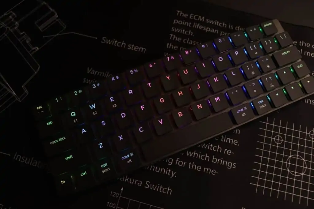 Top view of the Nuphy Nutype F1 mechanical keyboard.