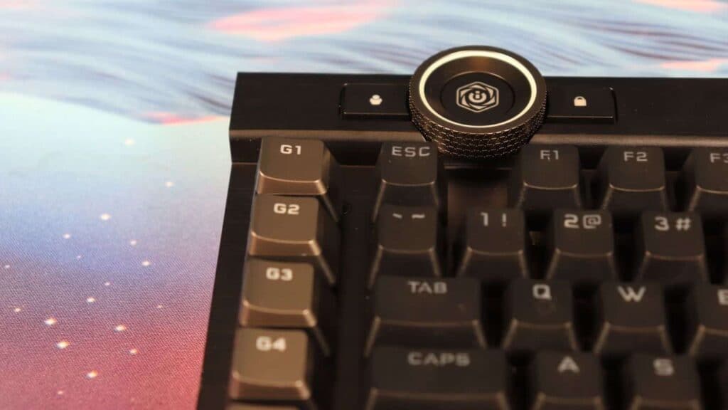 Dial and macro keys on K100 RGB mechanical keyboard