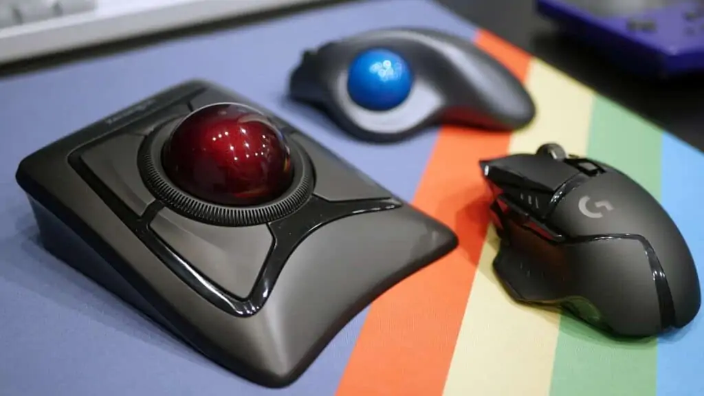 Variety of different kinds of mice on a desk