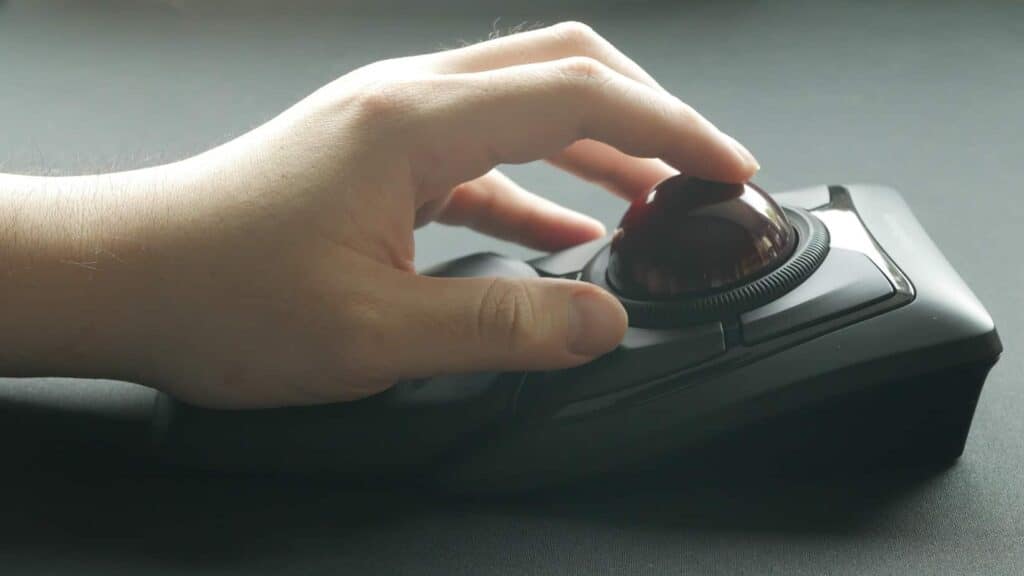 Side angle of trackball being used