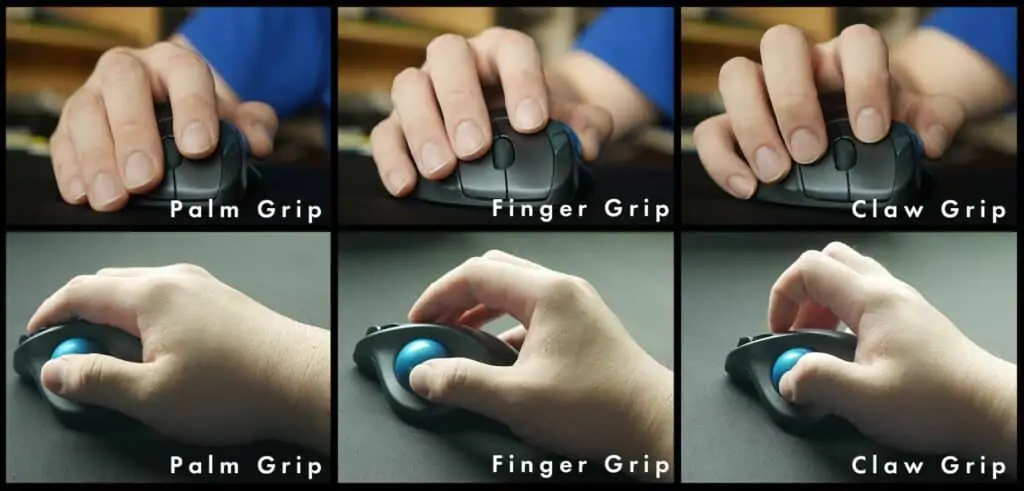 Different ways to grip the Logitech M570