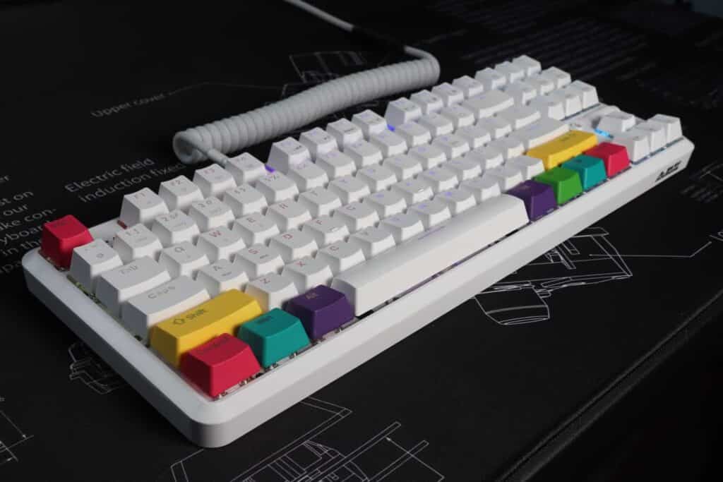 Angled view of mechanical keyboard