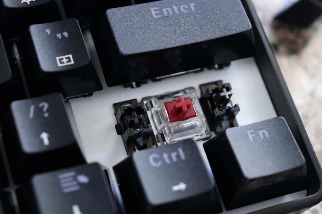 Close up of a switch on a mechanical keyboard