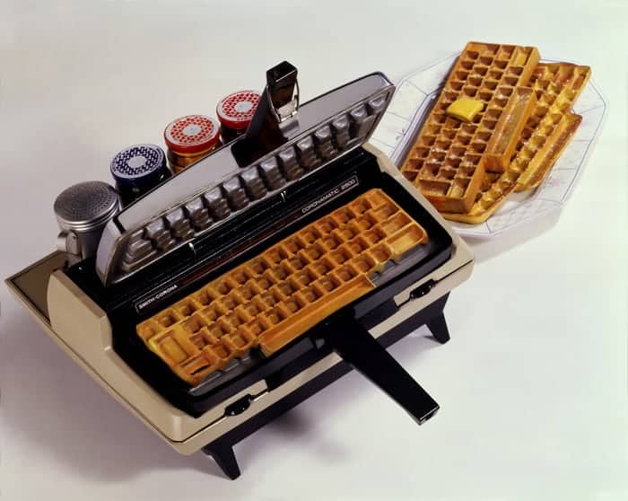 Waffle Iron with mechanical keyboard imprint. 