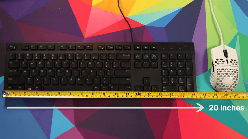 keyboard width on desk measured