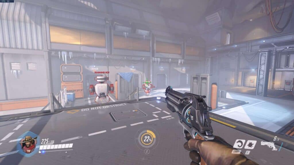 First person view of Overwatch gameplay 